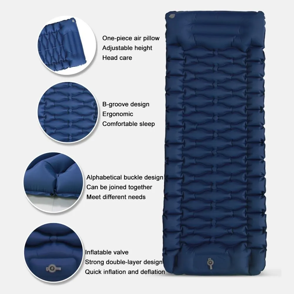 Tent Flooring,camping Bag,Waterproof Sleeping Mat with Foot Pump with Pillow for Outdoor Backpacking Hiking Portable Inflatable Mattress Camping(Gray), Grey