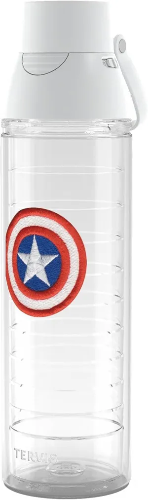 Tervis Marvel Captain America Icon Made in USA Double Walled Insulated Tumbler Travel Cup Keeps Drinks Cold & Hot, 24oz Venture Lite Water Bottle, Classic