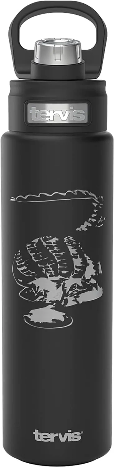 Tervis Now Gator Engraved on Onyx Shadow Triple Walled Insulated Tumbler Travel Cup Keeps Drinks Cold, 24oz Wide Mouth Bottle, Stainless Steel