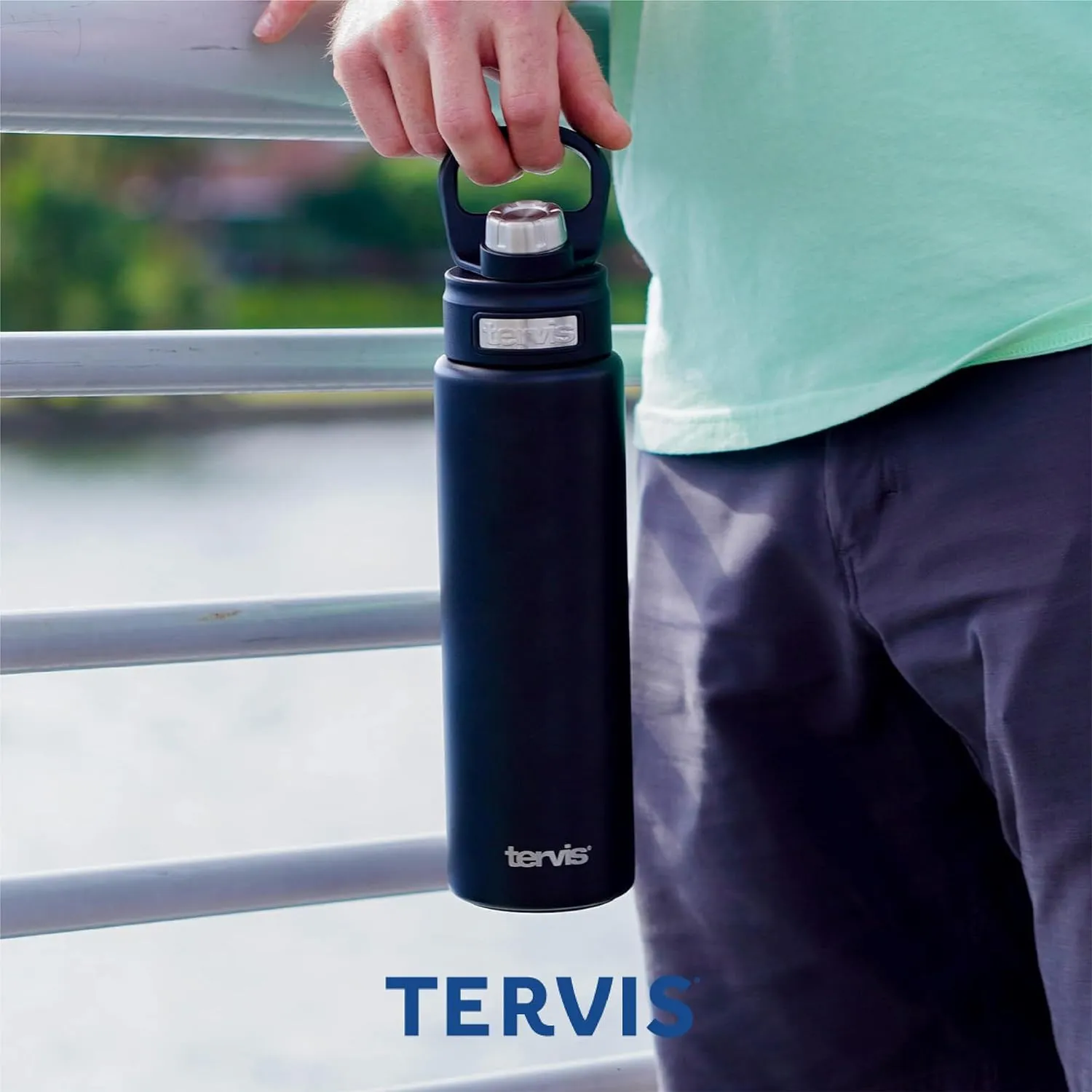 Tervis Now Gator Engraved on Onyx Shadow Triple Walled Insulated Tumbler Travel Cup Keeps Drinks Cold, 24oz Wide Mouth Bottle, Stainless Steel