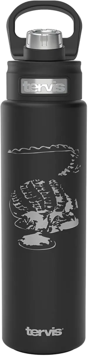 Tervis Now Gator Engraved on Onyx Shadow Triple Walled Insulated Tumbler Travel Cup Keeps Drinks Cold, 24oz Wide Mouth Bottle, Stainless Steel