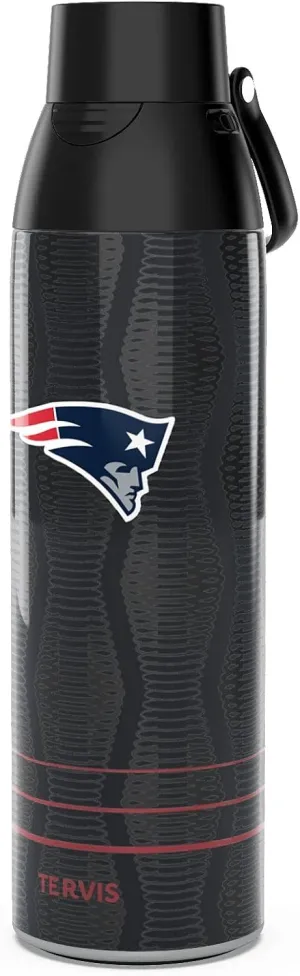 Tervis Venture Water Bottle NFL® New England Patriots - Full Speed Triple Walled Insulated Tumbler Travel Cup Keeps Drinks Cold & Hot, 26oz, Stainless Steel