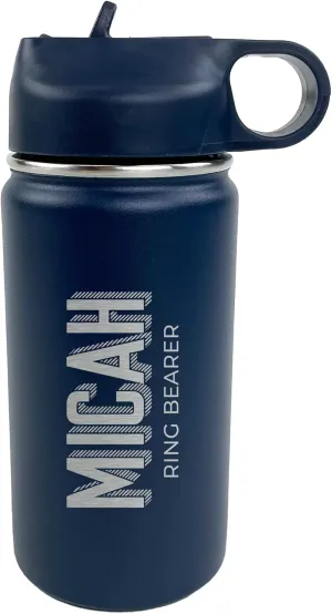 The Crafty Engineer Personalized Flower Girl and Ring Bearer Water Bottle (Navy)