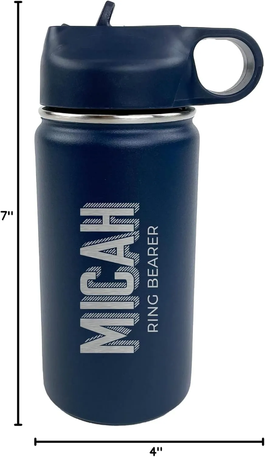 The Crafty Engineer Personalized Flower Girl and Ring Bearer Water Bottle (Navy)