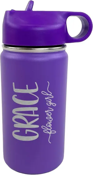 The Crafty Engineer Personalized Flower Girl and Ring Bearer Water Bottle (Purple)