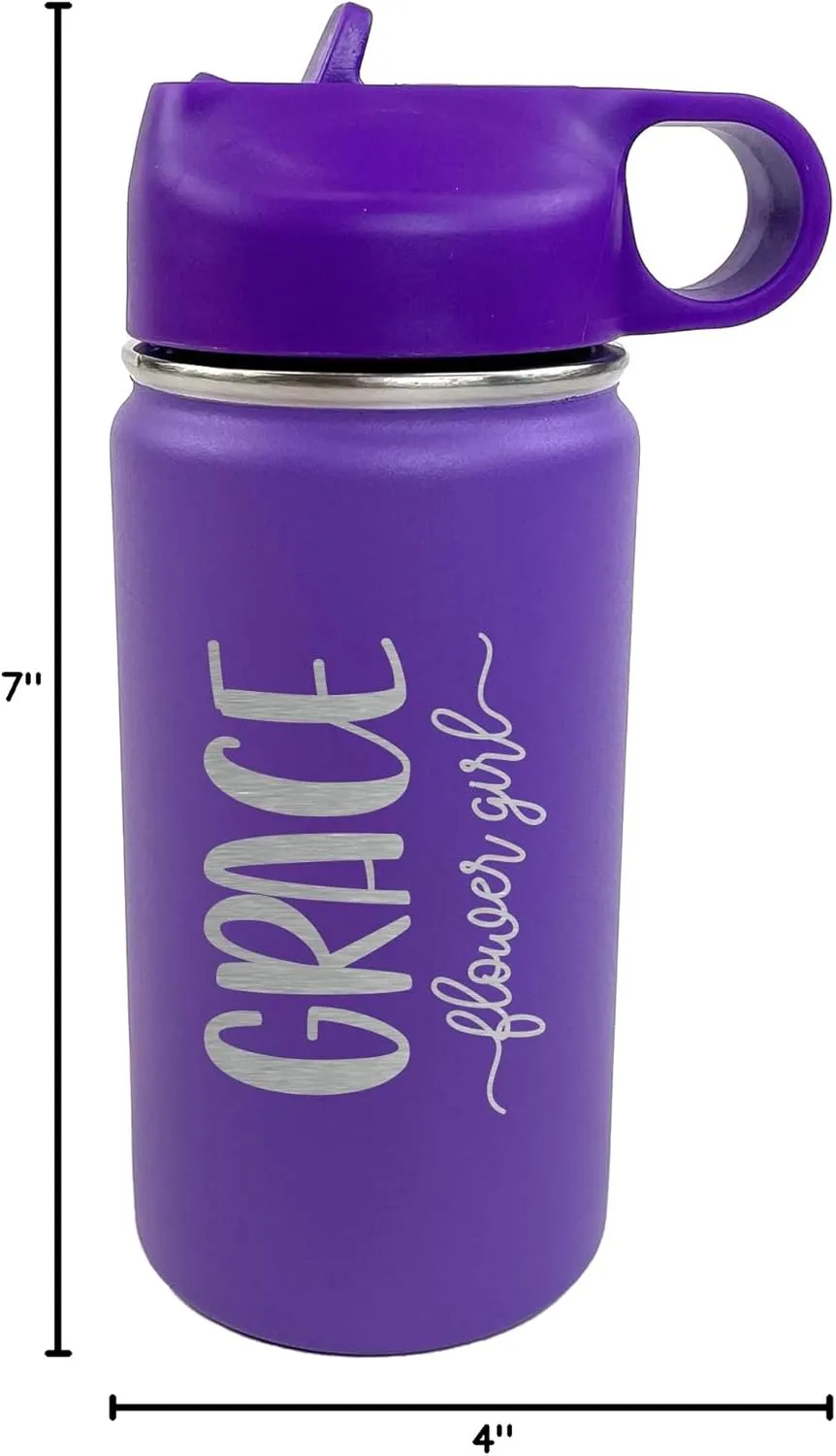 The Crafty Engineer Personalized Flower Girl and Ring Bearer Water Bottle (Purple)