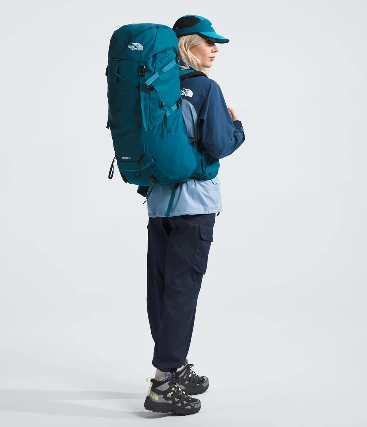 THE NORTH FACE Women's Terra 55 Backpacking Backpack, Blue Moss/Sapphire Slate, X-Small/Small
