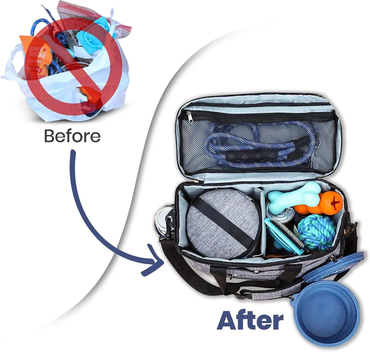 The Original Doggy Bag™ - Dog Travel Bag for Supplies - Ultimate Gift for Dog Owners - Includes 2 BPA-Free Travel Bowls and 2 Food Containers - Pet Travel Kit for Road Trips, Camping, RV