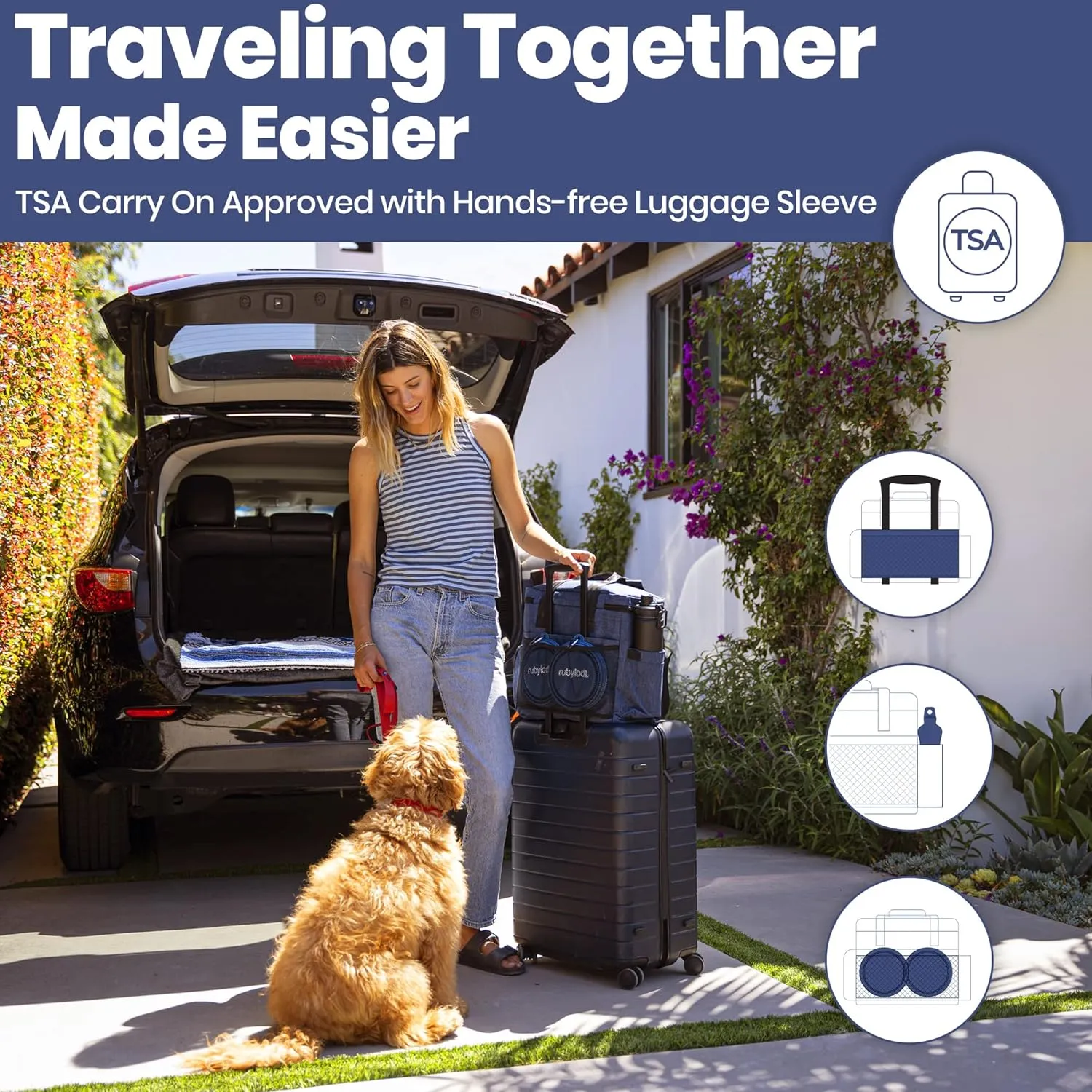 The Original Doggy Bag™ - Dog Travel Bag for Supplies - Ultimate Gift for Dog Owners - Includes 2 BPA-Free Travel Bowls and 2 Food Containers - Pet Travel Kit for Road Trips, Camping, RV