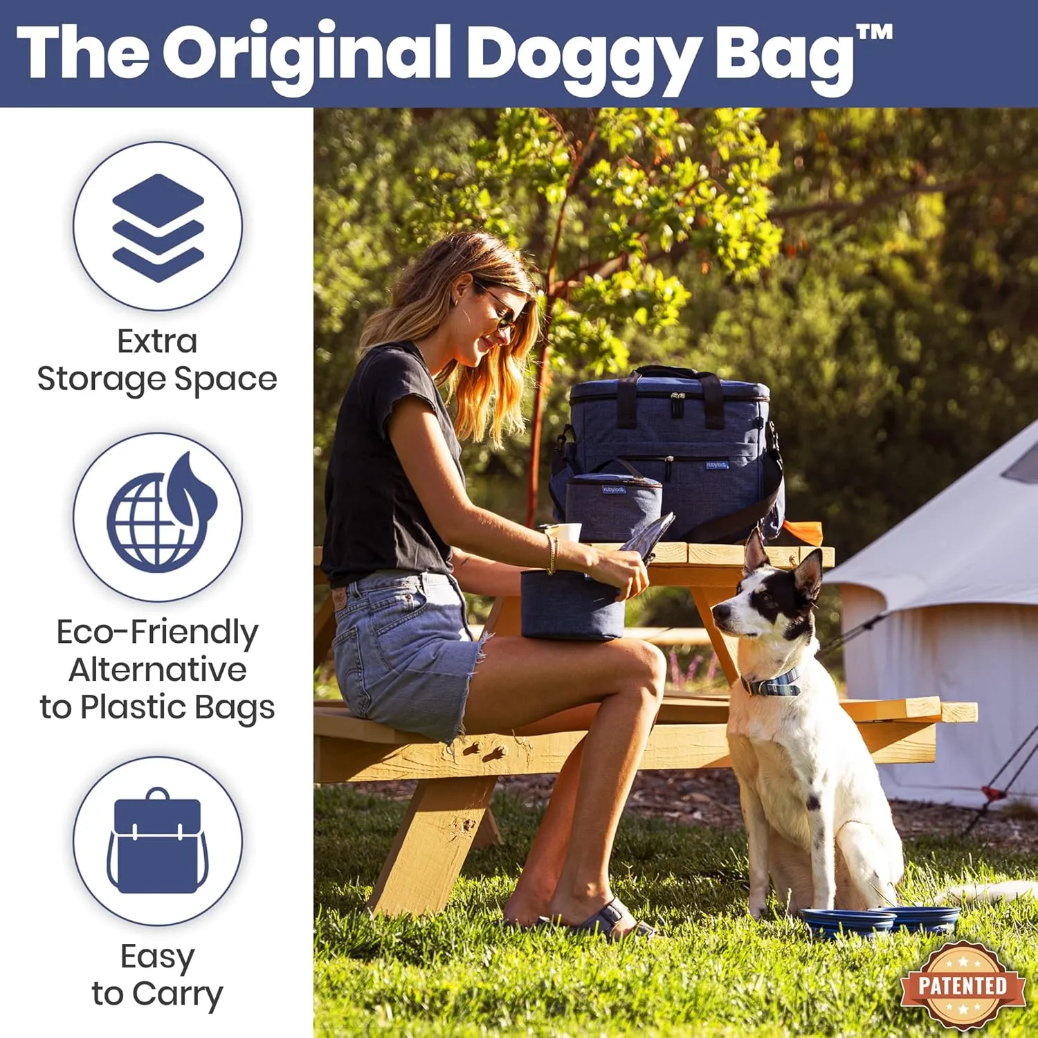 The Original Doggy Bag™ - Dog Travel Bag for Supplies - Ultimate Gift for Dog Owners - Includes 2 BPA-Free Travel Bowls and 2 Food Containers - Pet Travel Kit for Road Trips, Camping, RV
