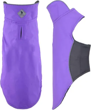 The Worthy Dog All-Weather Three-Season Apex Nylon Adjustable Dog Jacket, Reflective Wind and Water Resistant Coat With Harness Hole, Purple - 24''
