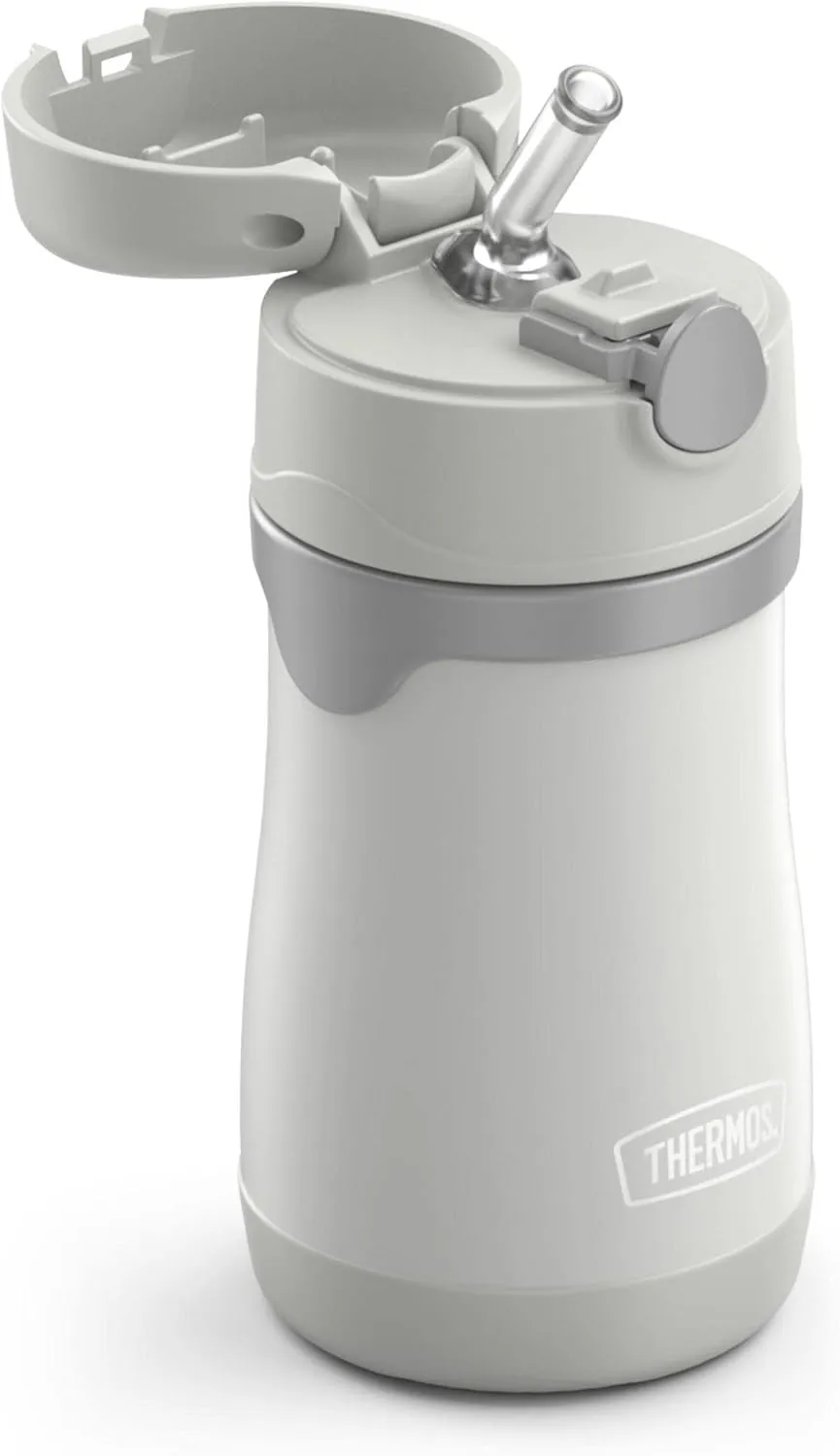 THERMOS BABY 10 ounce Stainless Steel Vacuum Insulated Straw Bottle, Gray