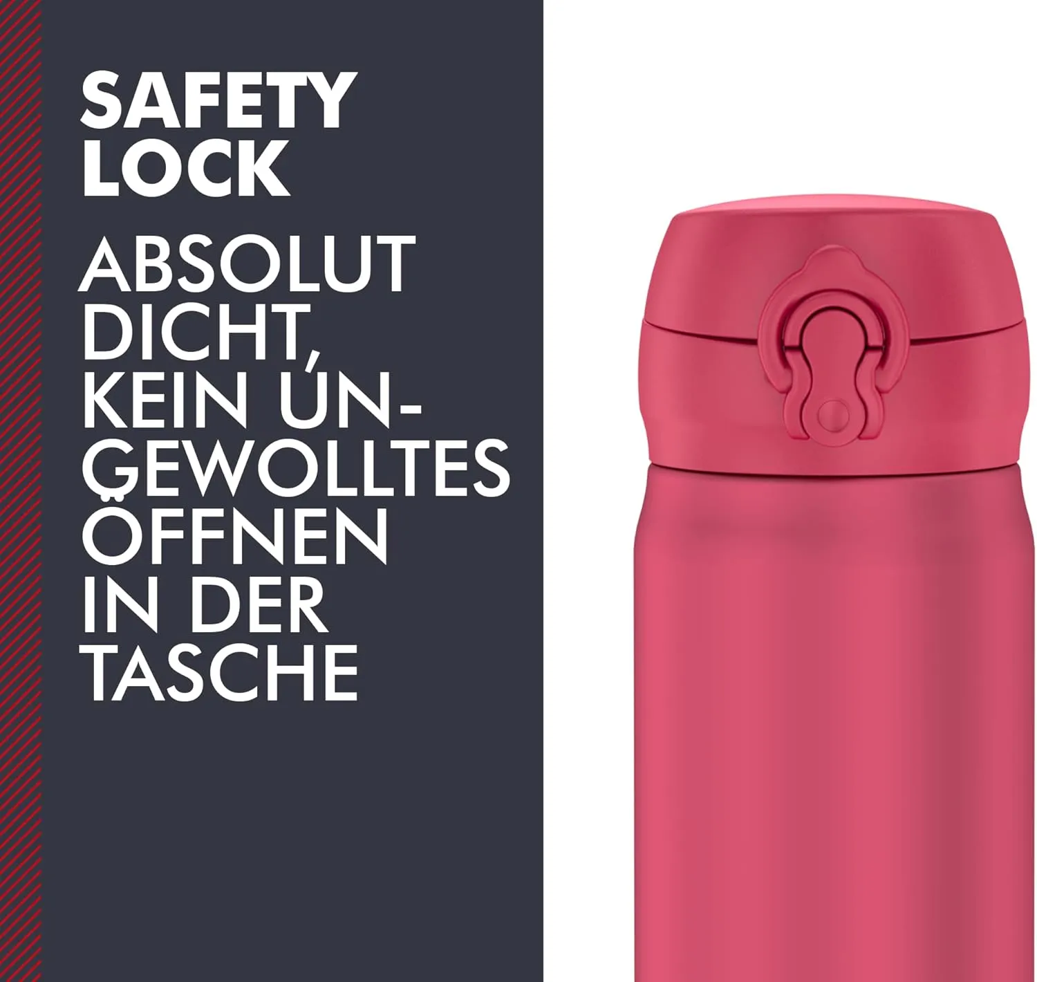 THERMOS ULTRALIGHT BOTTLE 0.75 L, Deep Pink Matt, Stainless Steel Thermos Flask, 10 Hot / 20 Hours Cold, Completely Tight for Water, Tea, Silent Drinks