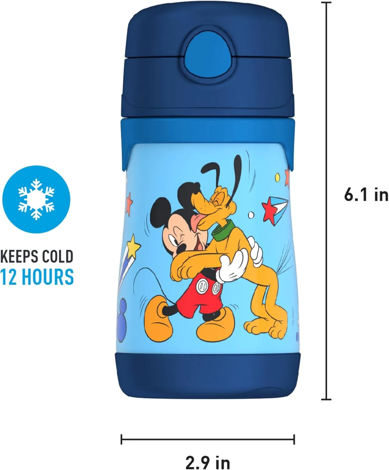 THERMOS Vacuum Insulated Stainless Steel 10oz Straw Bottle, Mickey Mouse