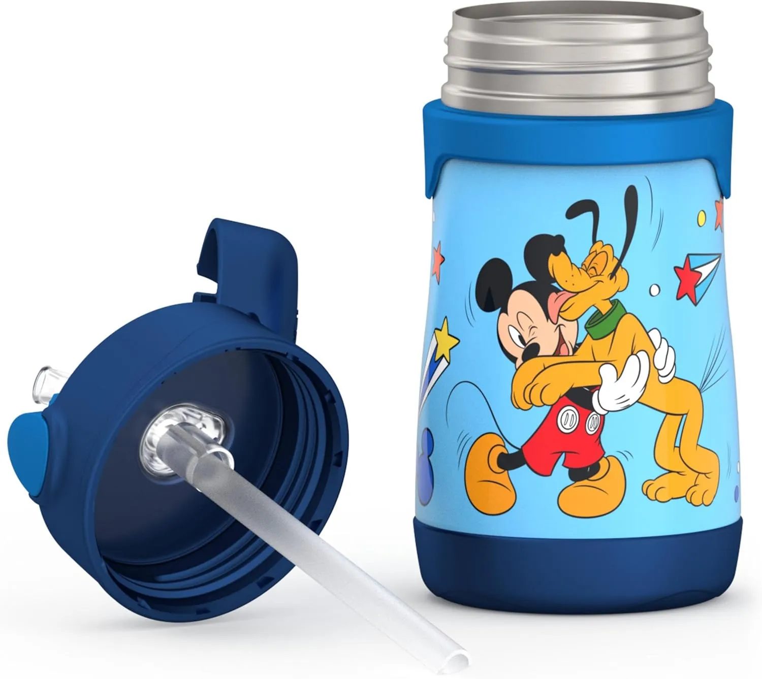THERMOS Vacuum Insulated Stainless Steel 10oz Straw Bottle, Mickey Mouse