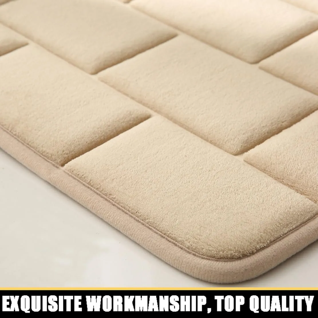 Thick Memory Foam Bath Rugs Non Slip Bathroom Rug Strong Water Absorbent Shower Rugs Machine Washable Ultra Soft Comfort Door Mats Laundry Room Carpet Bathtub Mat Blue 16" x 24"
