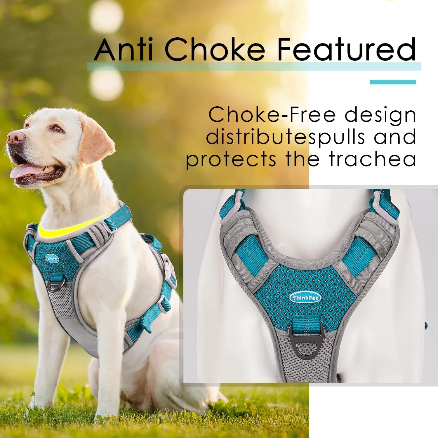 ThinkPet No Pull Harness Breathable Sport Vest with Handle-Dog Harnesses Reflective Adjustable for Medium Large Dogs