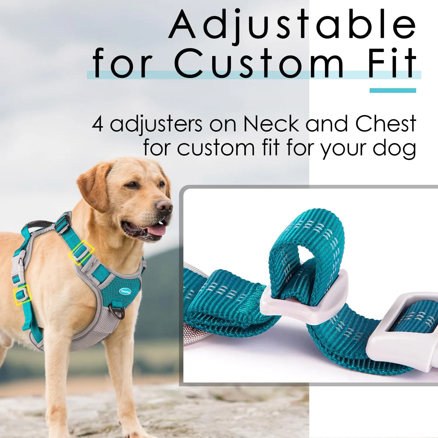 ThinkPet No Pull Harness Breathable Sport Vest with Handle-Dog Harnesses Reflective Adjustable for Medium Large Dogs