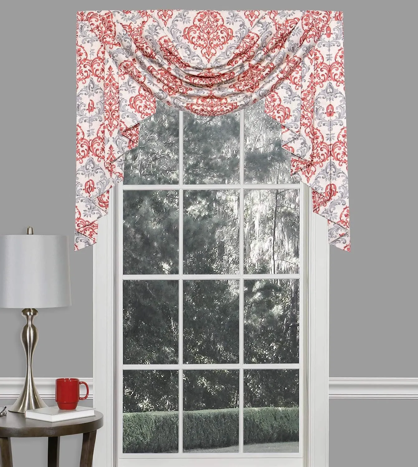 Thomasville At Home Anna Jabot and Cascade Set, Pleated Valance for Livingroom/Kitchen/Bath, 32x38 (1)