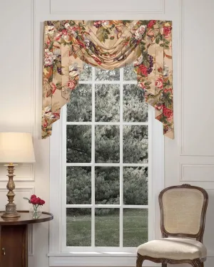 Thomasville At Home Queensland Autumn Jabot and Cascade Set, Pleated Valance for Livingroom/Kitchen/Bath, 32x38 (1)