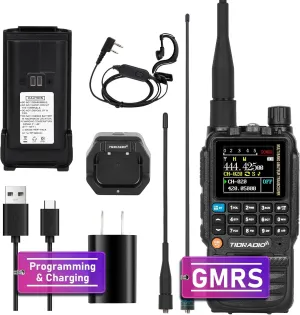 TIDRADIO TD-H3 GMRS Radio Handheld Long Range,Multi-Band Receiving Two-Way Radio,USB-C Programming & Charging,2500mAh Battery,AM/FM Reception,NOAA VOX SCAN,Walkie Talkie with Earpiece & 771 Antenna