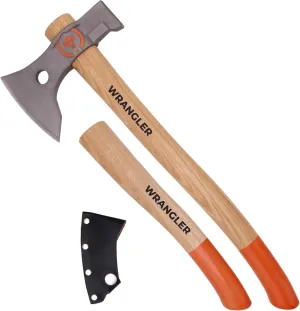 Titanium Camping Axe - 18" Wood Handle with Hammer End Hachet - Dual-Use Axe with Sheath and 2 Handles - Camping Gear & Outdoor Tools for Survival, Wood Splitting, Chopping & Hiking