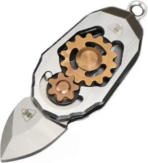 Titanium Pocket Knife Beetles Gears Knife Folding Knife EDC Tools with Bottle Opener (Stainless Steeel Sliver)
