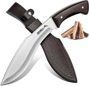 TIVOLI Kukri Fixed Blade Knife - Full Tang Survival Knife with Sheath, Heavy-Duty Hunting Knives for Camping, Bushcraft, Gardening & Outdoor Adventures – Great Gift for Men