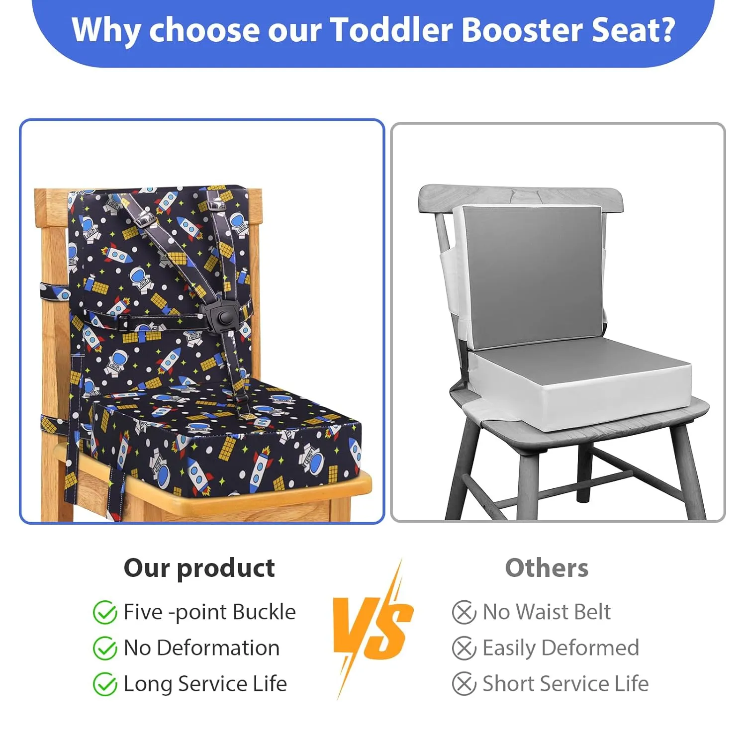 Toddler Booster Seat for Dining Table, Adjustable Safety Buckle Child Booster Seat for Table with Backrest, PU Waterproof Easy Cleaning Portable Booster Seat Non-Slip Bottom Booster Cushion (Black)