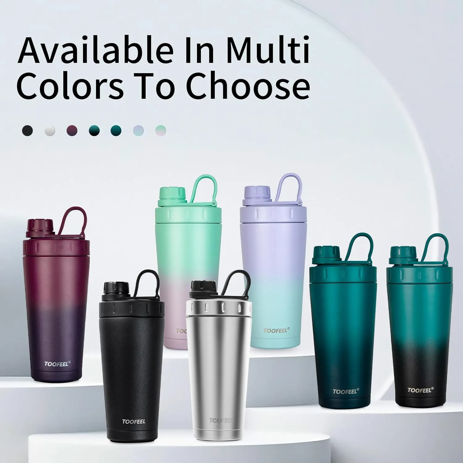 TOOFEEL Stainless Steel Shaker Bottle - 20 oz Double Walled Insulated Protein Shaker Cup, Keeps Cold/Hot for Gym Workout