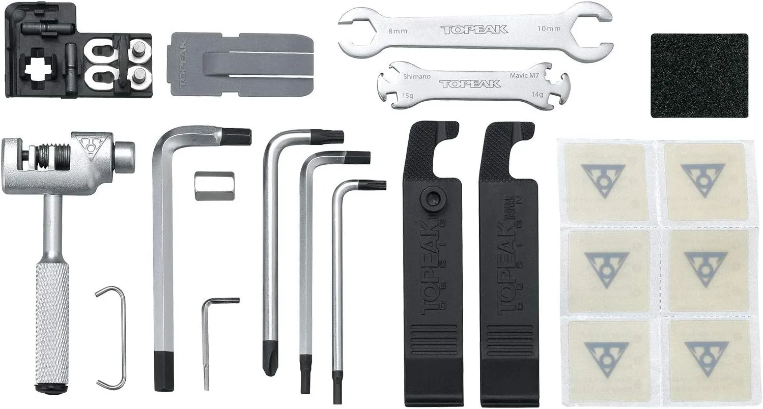 Topeak Survival Gear Box (TT2543) – 30-Function Compact Bike Multi-Tool Kit with Mounting Case, Chrome Vanadium Steel Tools, 233g, 3.9" x 1.8" x 1.4"