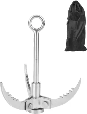 Topyond 3-Claw Grappling Hook - Stainless Steel Folding Claw Carabiner, Outdoor Survival and Rock Climbing Tool, Highly Versatile Climbing Hook, Survival Gear and Supplies for Camping Hiking