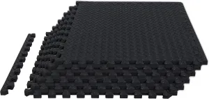 Torin ABPM001BK Interlocking Foam Mat Protective Exercise Workout Puzzle Floor Mat Tiles for Home Gym Equipment - 6 Pieces, 24 Square feet, Black