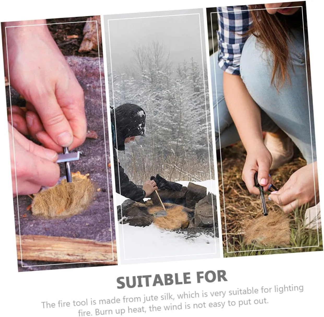 Totority 12pcs Jute Fire Starters for Outdoor Camping Convenient Flame Starters for Campfires BBQ Hiking Weatherproof Easy to Use Camping Accessory