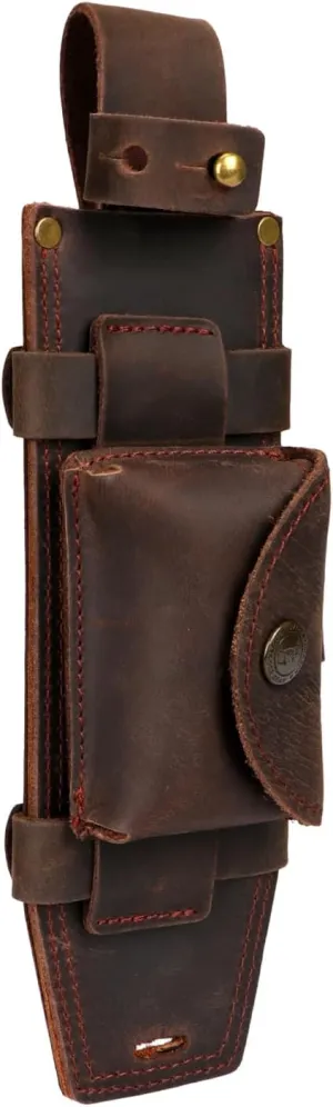Tourbon Leather Hunting Fixed Blade Knives Sheath Horizontal & Vertical Carry for Belt Fire Starter Holder EDC Tools Holster for Camping Jungle