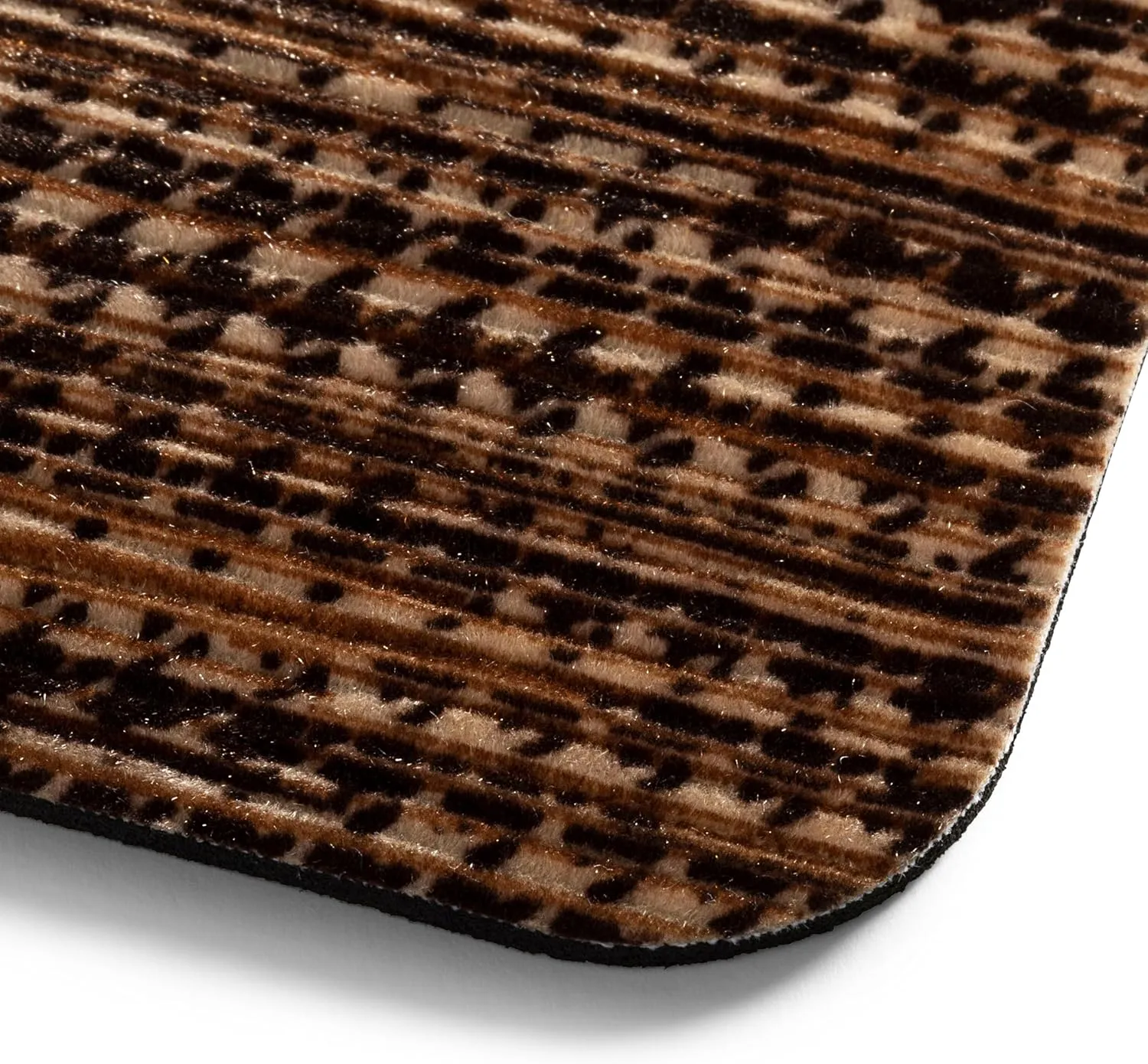TOWN & COUNTRY BASICS Smooth Step Houndstooth Low Profile Utility Kitchen Mat, Machine Washable, with Non-Slip Backing, Brown/Beige, 24"x35"
