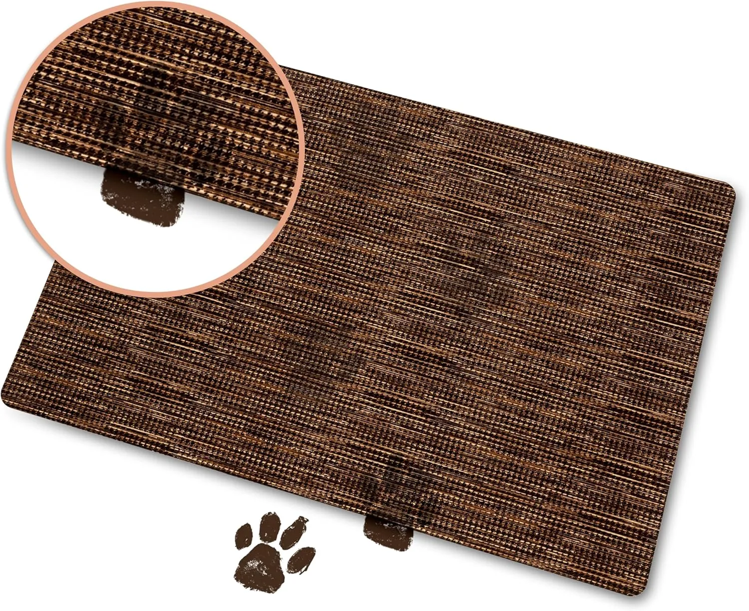TOWN & COUNTRY BASICS Smooth Step Houndstooth Low Profile Utility Kitchen Mat, Machine Washable, with Non-Slip Backing, Brown/Beige, 24"x35"