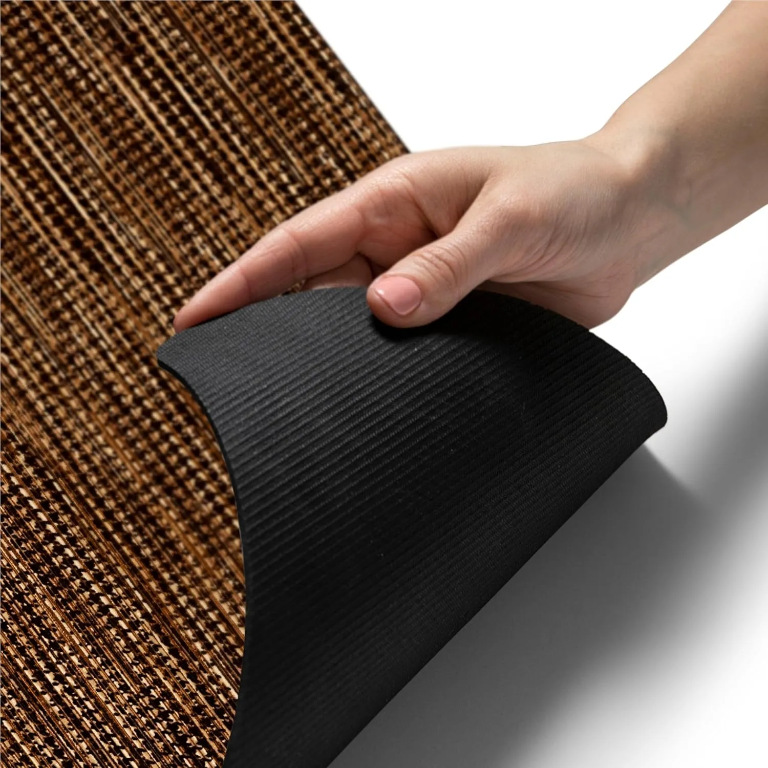 TOWN & COUNTRY BASICS Smooth Step Houndstooth Low Profile Utility Kitchen Mat, Machine Washable, with Non-Slip Backing, Brown/Beige, 24"x35"