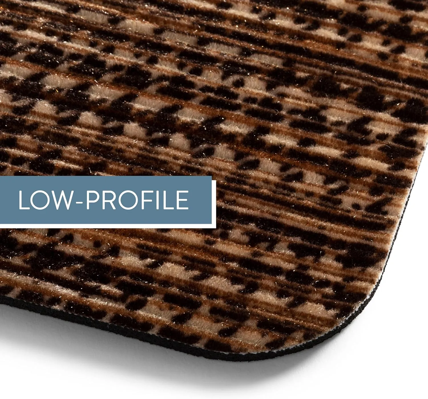 TOWN & COUNTRY BASICS Smooth Step Houndstooth Low Profile Utility Kitchen Mat, Machine Washable, with Non-Slip Backing, Brown/Beige, 24"x35"