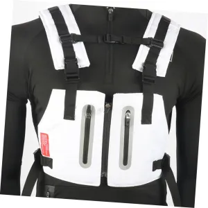 TOYANDONA Outdoor Reflective Vest for Men Multi Pocket Running and Cycling Gear Highly Visible for Safety Camping and Training Activities White