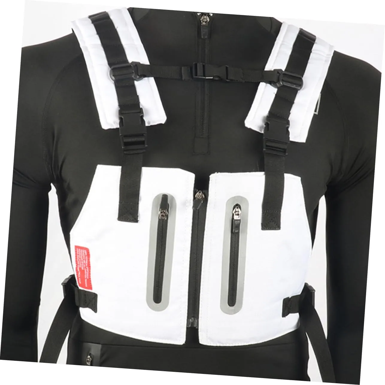 TOYANDONA Outdoor Reflective Vest for Men Multi Pocket Running and Cycling Gear Highly Visible for Safety Camping and Training Activities White