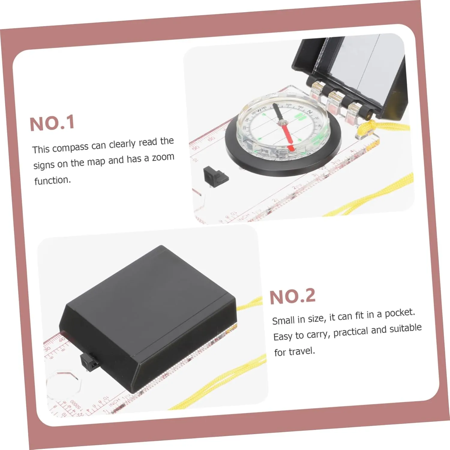 TOYANDONA Outdoor Survival Compass Multipurpose Map Compass with Measuring Scale for Hiking Climbing and Outdoor