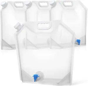 Toyvian Collapsible Water Containers 4-pack Portable Water Bottles with Spout for Camping Hiking Emergency Use