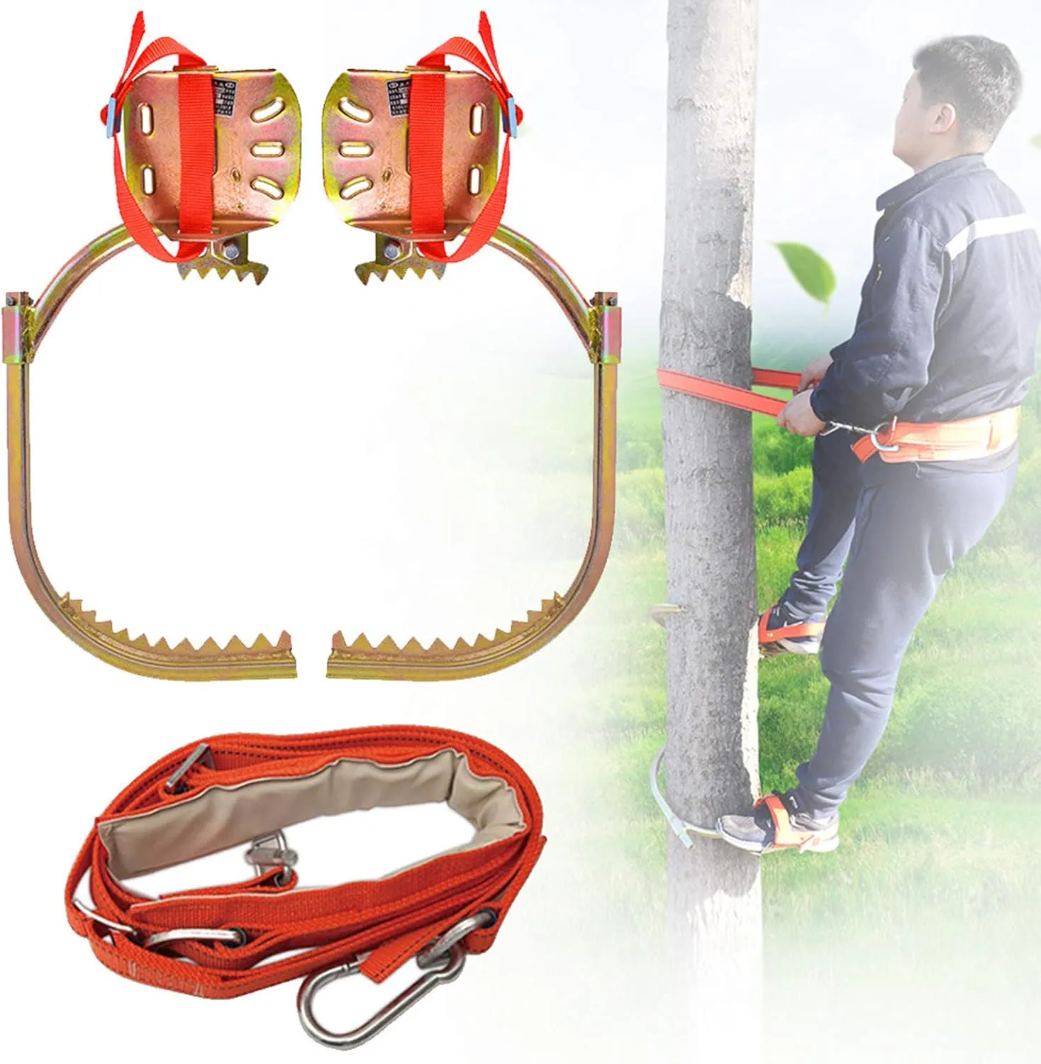 Tree Climbing Gear, Stainless Steel Climbing Tree Spikes with Safe Belt Set, Professional Non-Slip Climbing Trees Tool for Climbing Hunting Observation Picking Fruit,450model