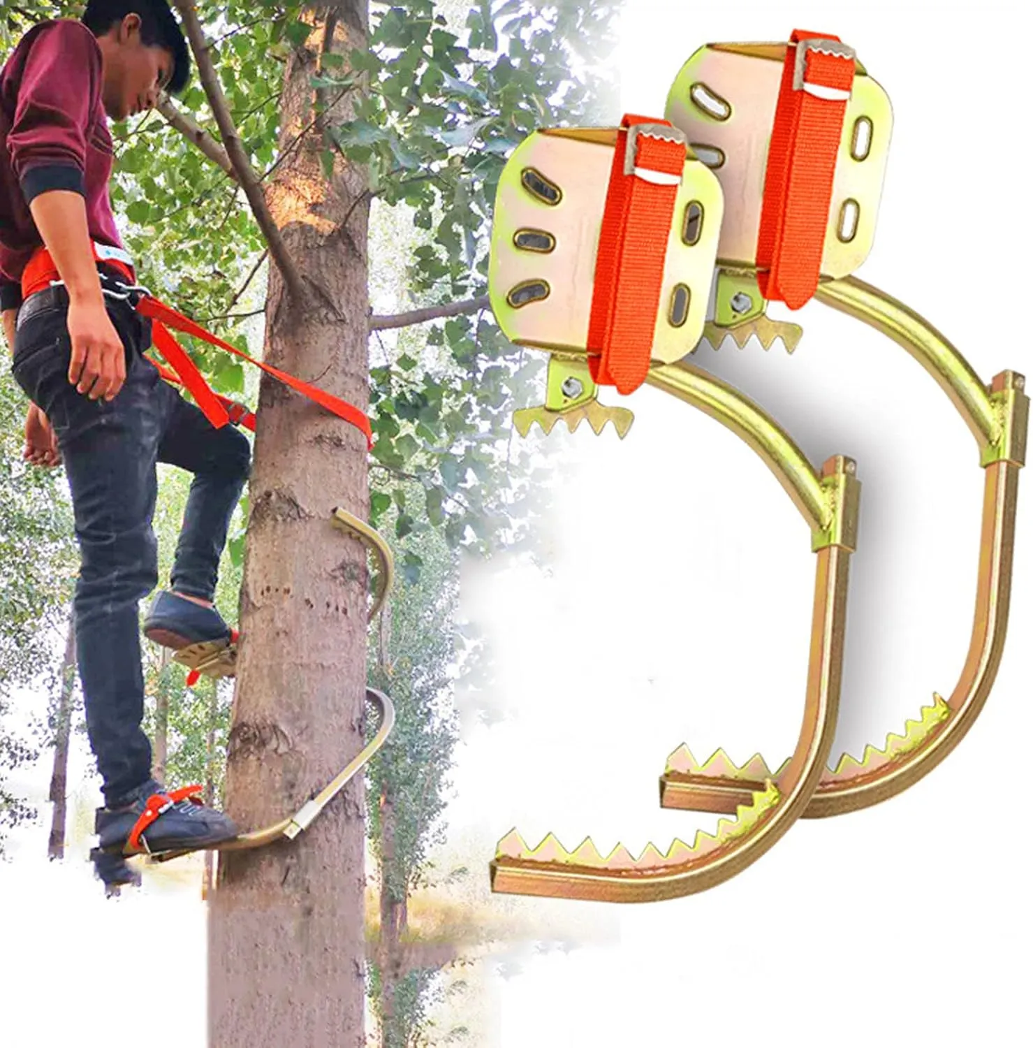 Tree Climbing Gear, Tree Climbing Tool Pole Climbing Spikes Non-Slip Pedal for Hunting Observation, Picking Fruit, Jungle Survival and More