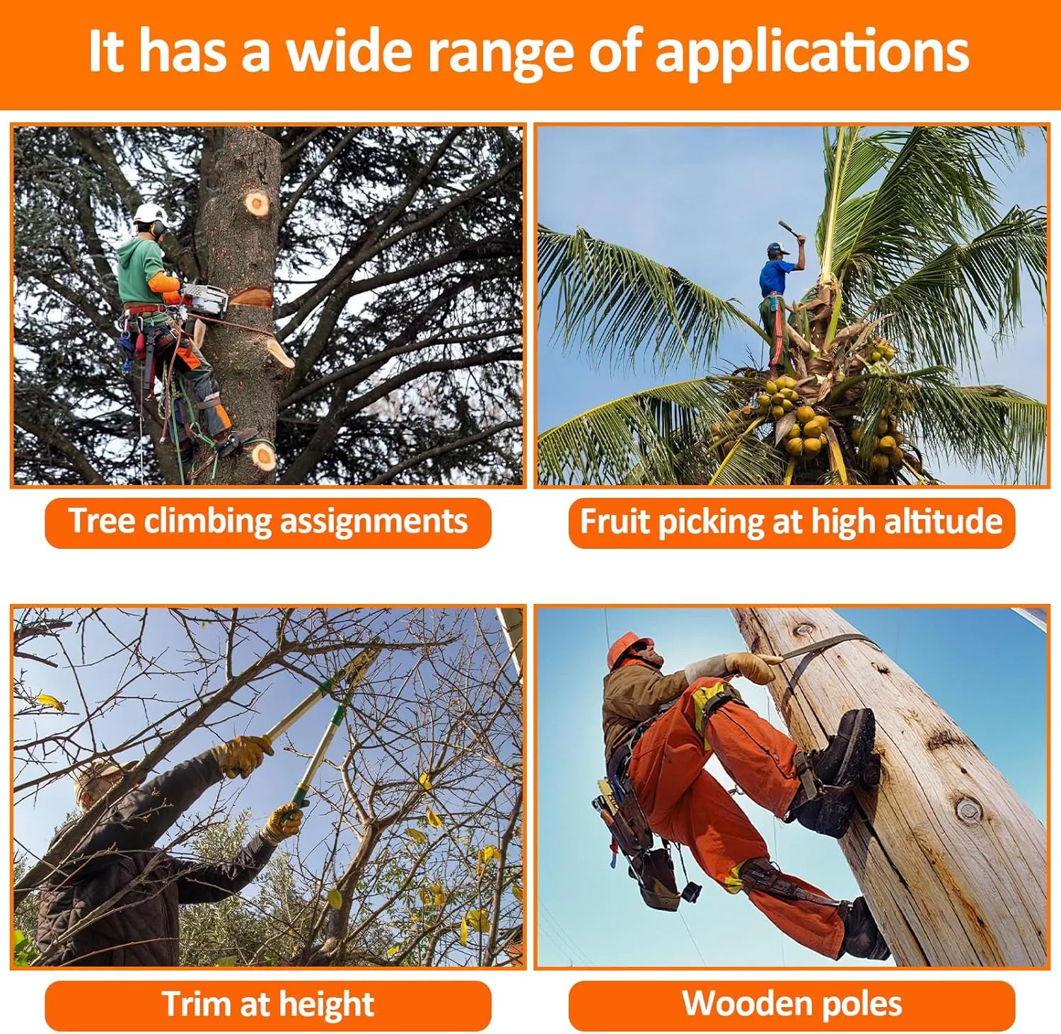 Tree Climbing Gear，Tree Climbing Spikes, Tree Climbing Gear with Adjustable Climbing Straps and Steel Core Flip Line, Rock Climbing Kit with Triple Lock Lanyard Adjuster