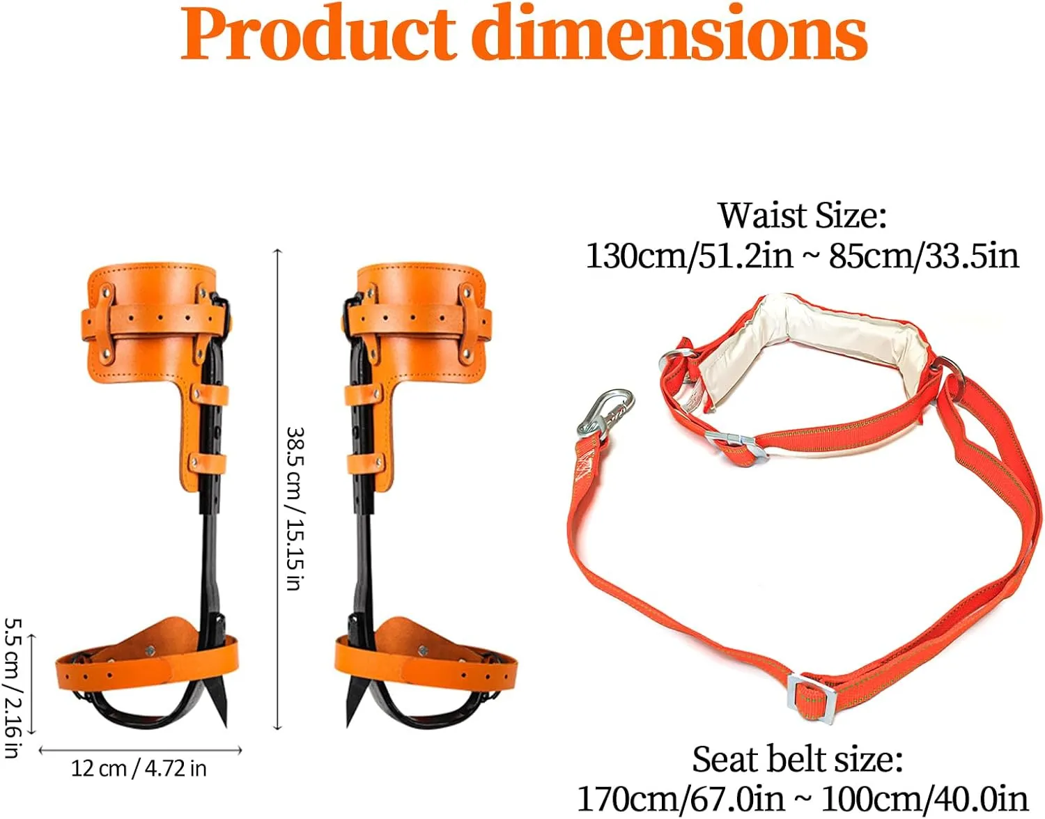 Tree Climbing Gear，Tree Climbing Spikes, Tree Climbing Gear with Adjustable Climbing Straps and Steel Core Flip Line, Rock Climbing Kit with Triple Lock Lanyard Adjuster