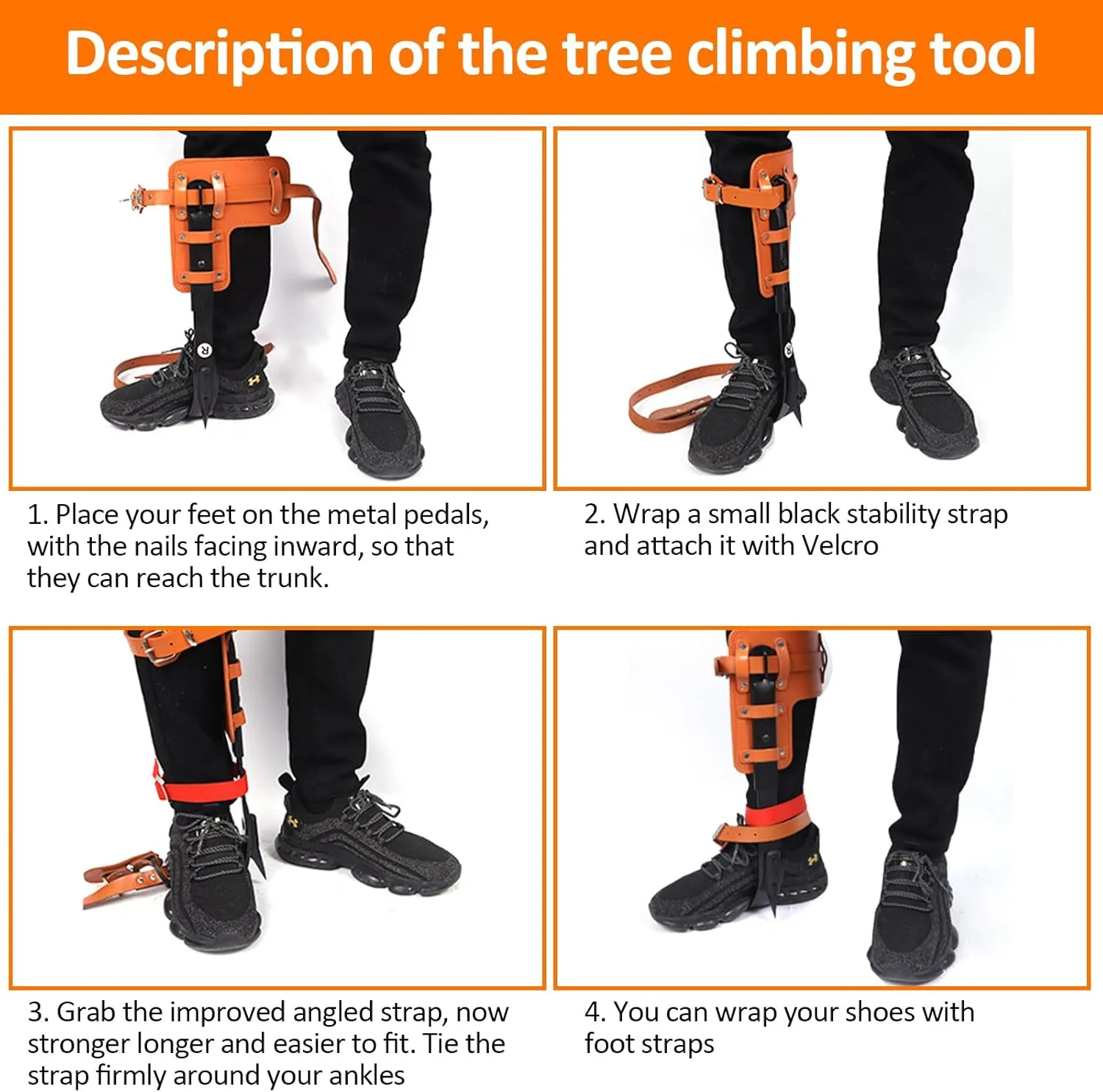 Tree Climbing Gear，Tree Climbing Spikes, Tree Climbing Gear with Adjustable Climbing Straps and Steel Core Flip Line, Rock Climbing Kit with Triple Lock Lanyard Adjuster