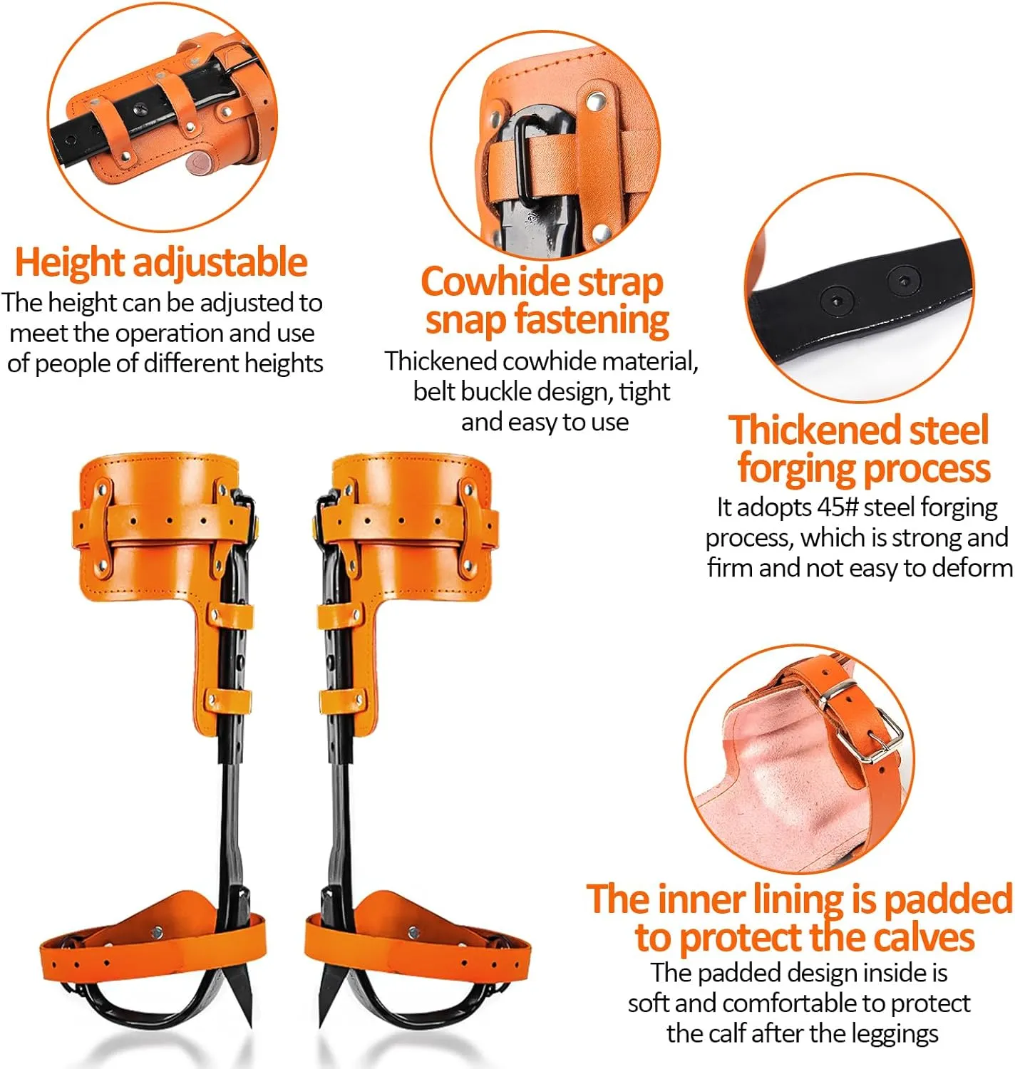 Tree Climbing Gear，Tree Climbing Spikes, Tree Climbing Gear with Adjustable Climbing Straps and Steel Core Flip Line, Rock Climbing Kit with Triple Lock Lanyard Adjuster