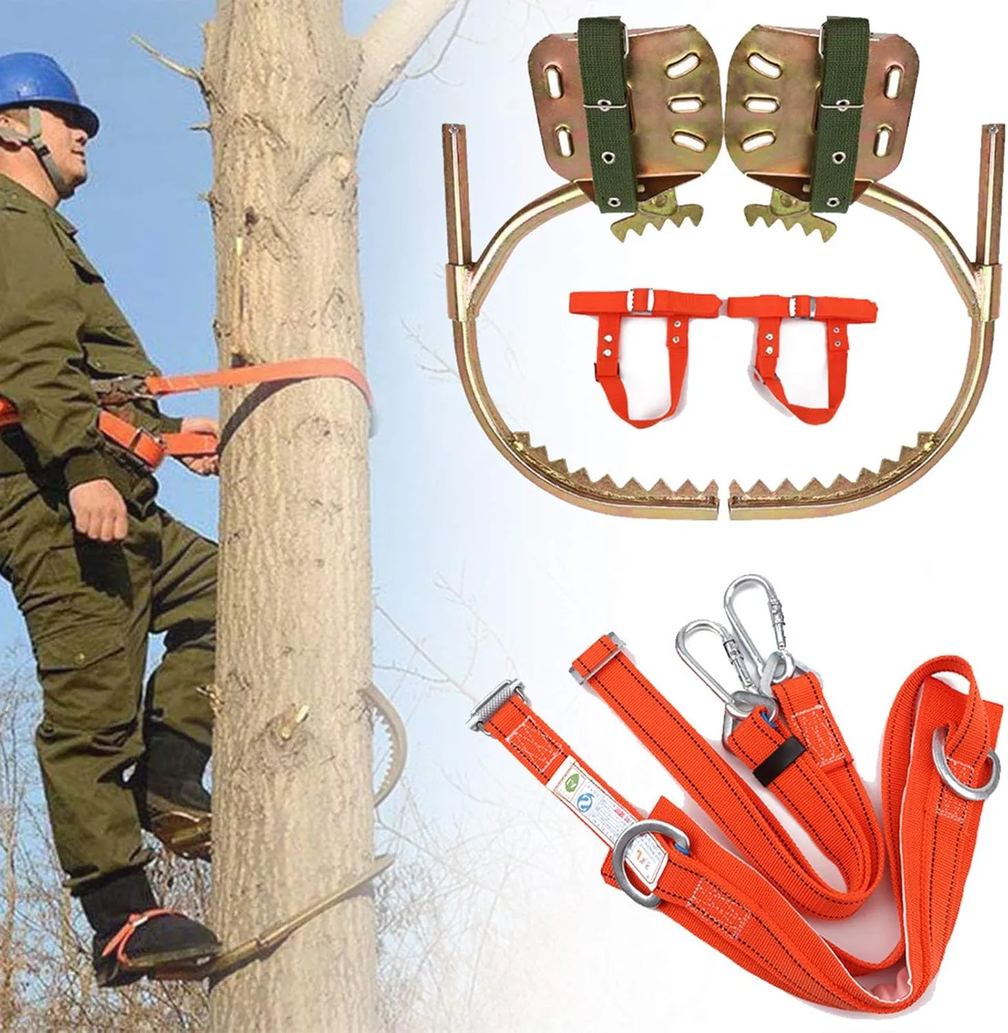 Tree Climbing Spikes, Tree Climbing Gear for Tree Work, Non-Slip Climbing Trees Tool with Safe Belt for Climbing Hunting Observation Picking Fruit,500model